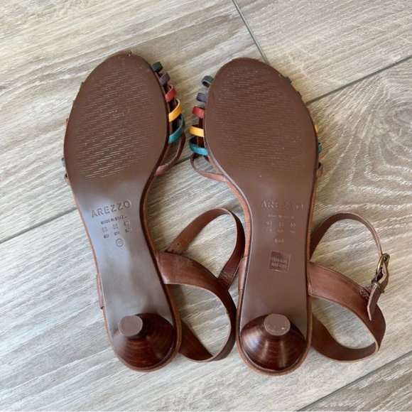 Arezzo Colourful Leather Huarache Strappy Sandal - Picture 11 of 13